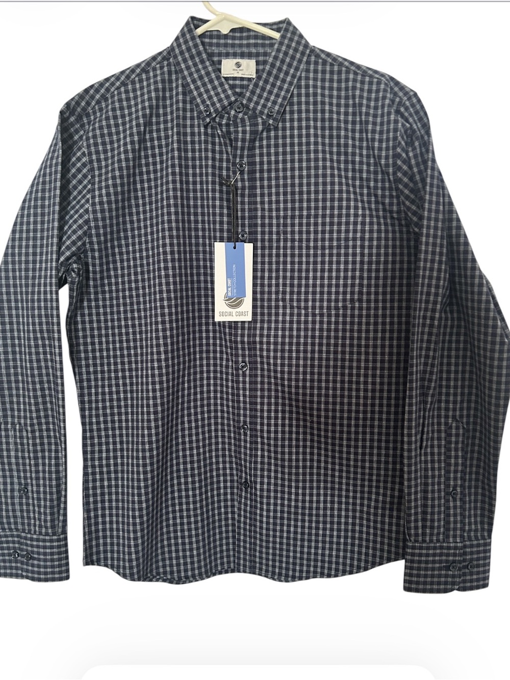 Men's Navy Plaid Button-Down Shirt